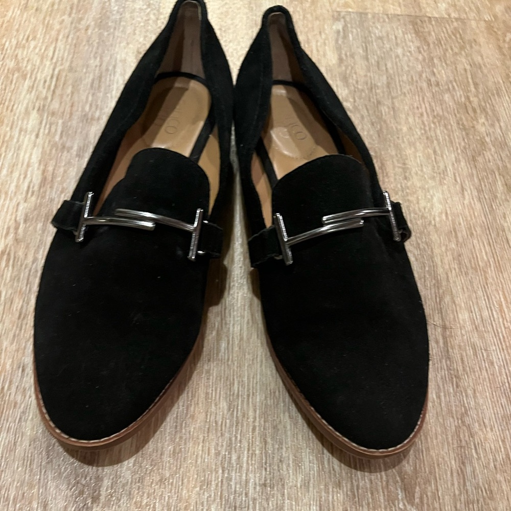 Black Franco Sarto suede loafers size 10
